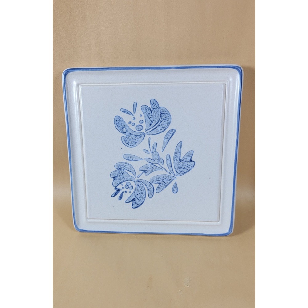 Dansk International Designs White Blue Floral Ceramic Trivet Wall Plaque USA
